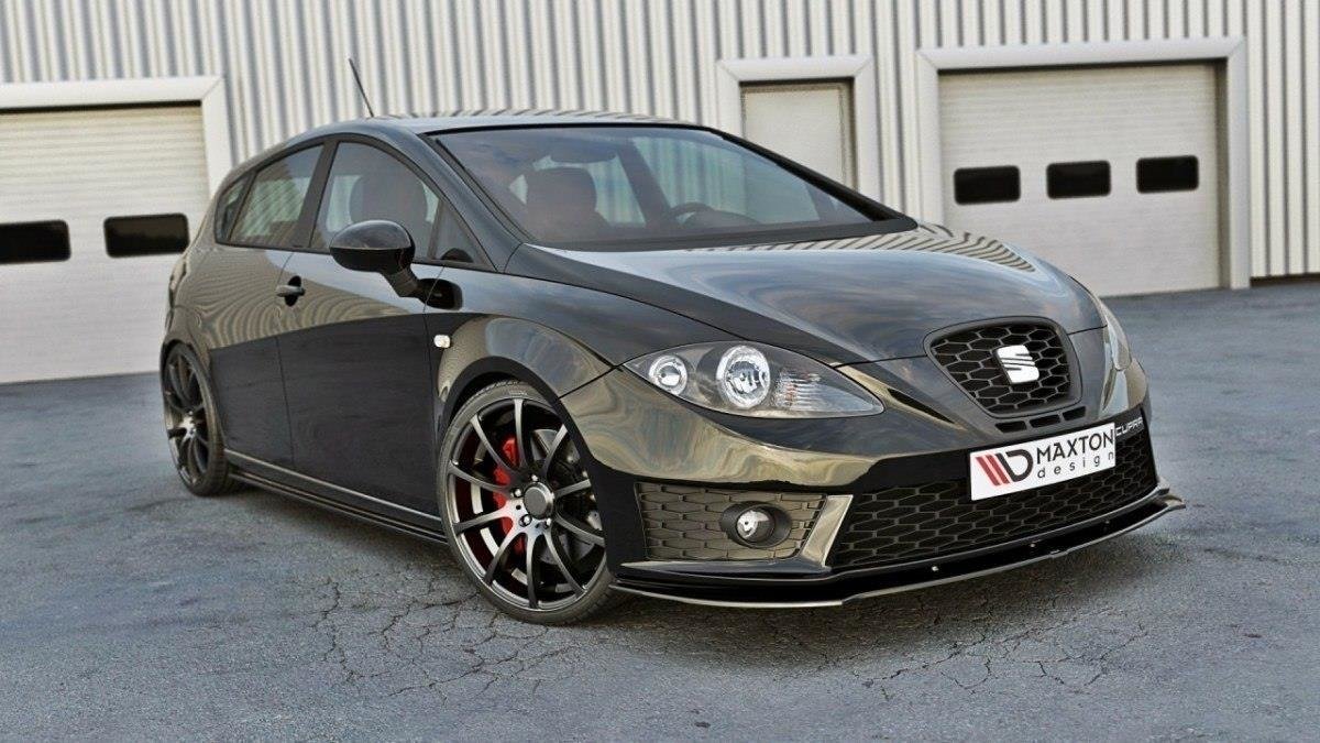 Street+ Spoilerlippe Front Ansatz V.1 passend für SEAT LEON MK2 CUPRA FR Facelift schwarz Hochglanz – Ansicht 1