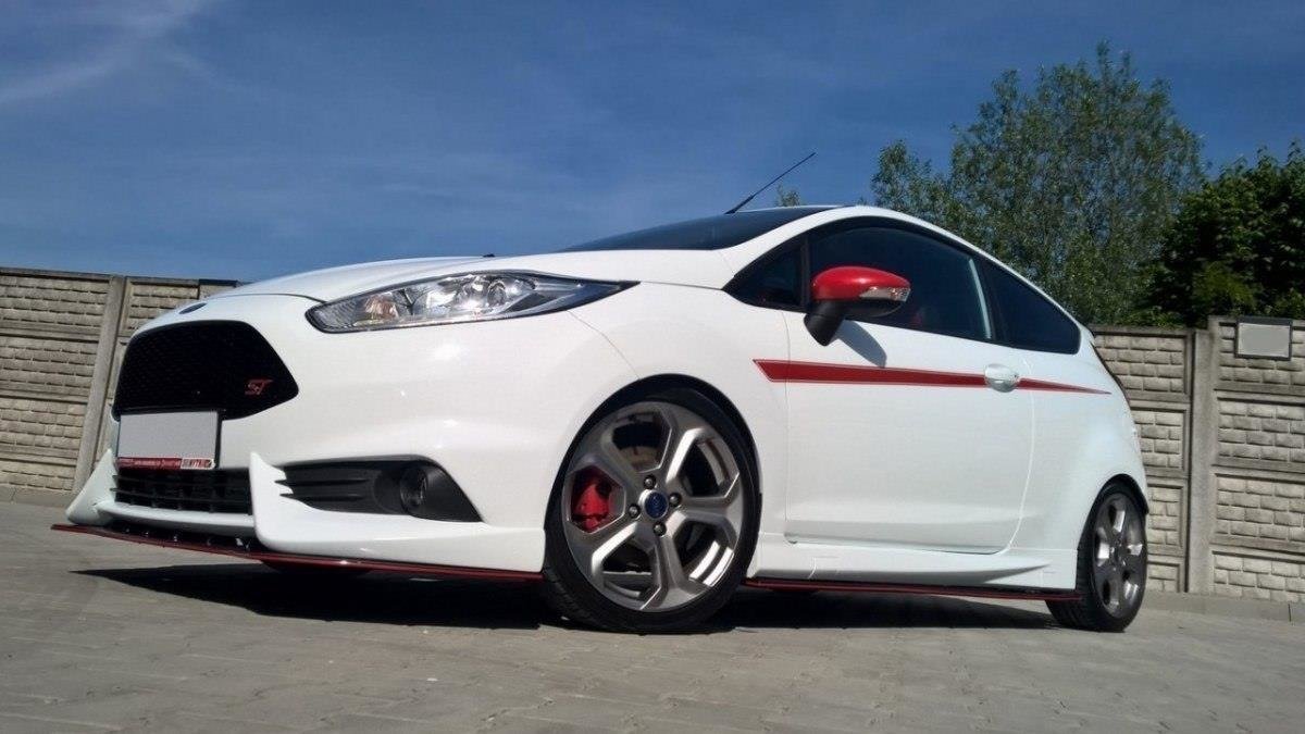 Street+ Spoilerlippe Front Ansatz passend für Ford Fiesta ST Mk7 FL (Mit Maxton Design Stoßstange) schwarz Hochglanz – Ansicht 1