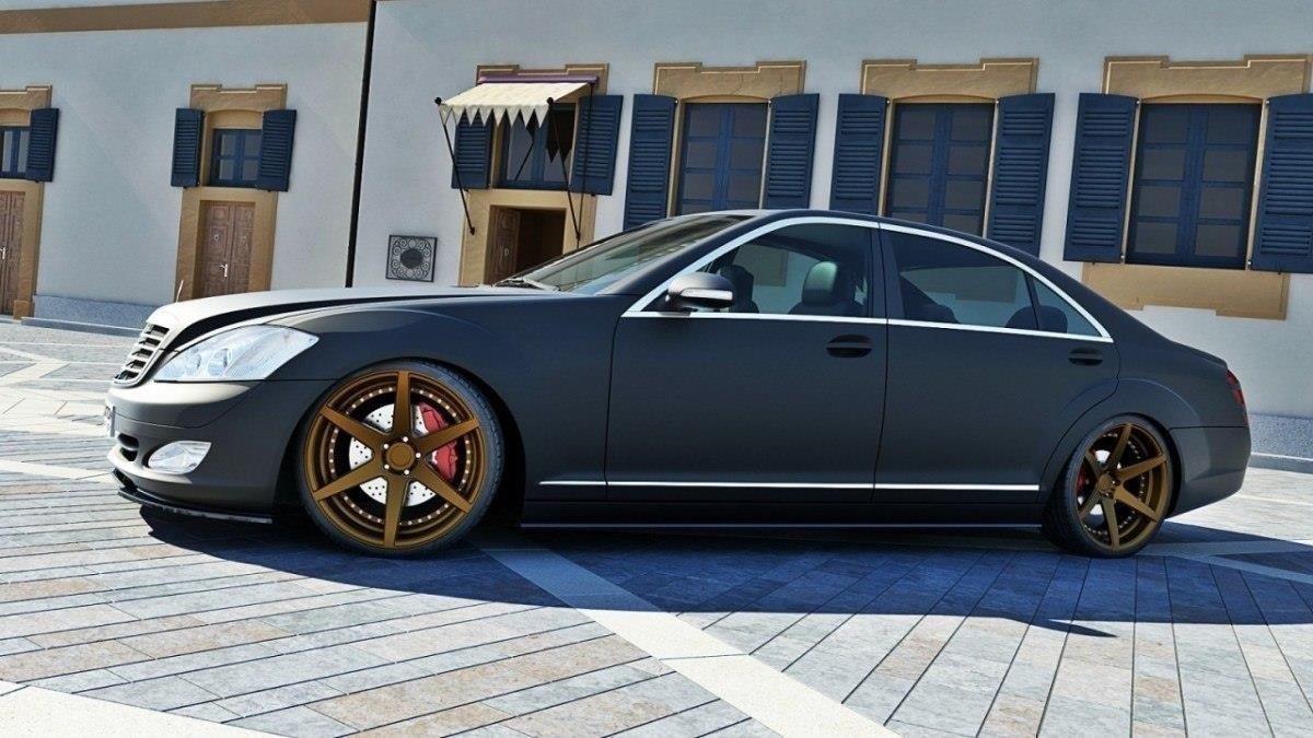 Street+ Seitenschweller Leisten passend für MERCEDES S-KLASSE W221 LONG schwarz Hochglanz – Ansicht 2