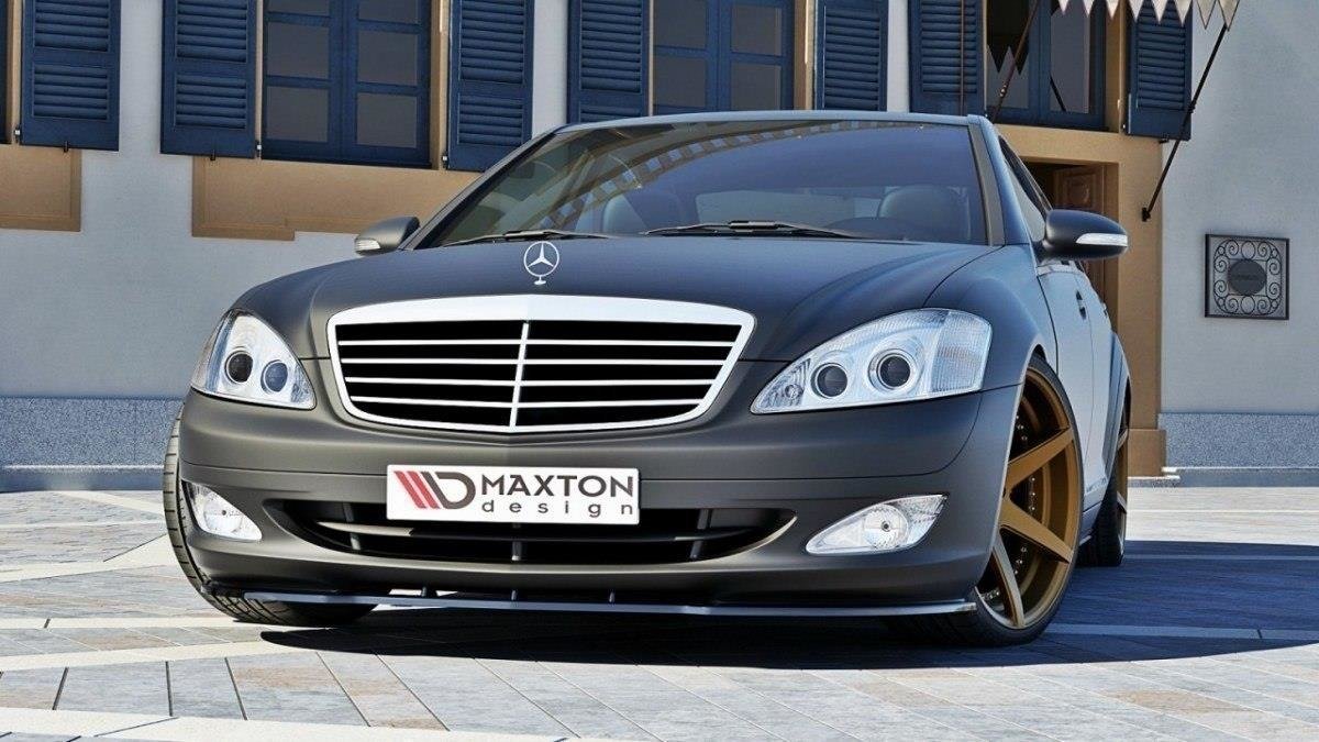 Street+ Spoilerlippe Front Ansatz passend für MERCEDES S-KLASSE W221 schwarz Hochglanz – Ansicht 1