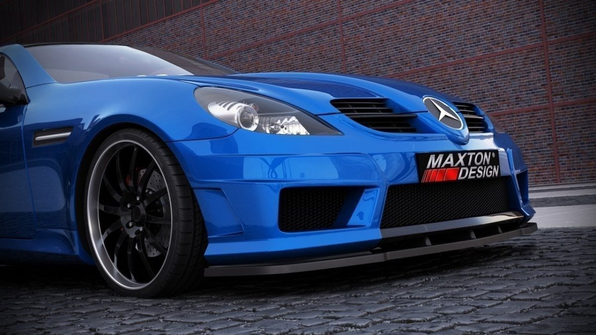 Street+ Spoilerlippe Front Ansatz passend für MERCEDES SLK R171 (FÜR ME-SLK-R171-AMG172-F1) schwarz Hochglanz – Ansicht 1
