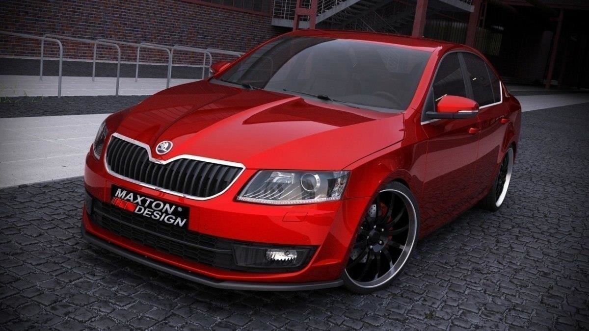 Street+ Spoilerlippe Front Ansatz V.1 passend für Skoda Octavia Mk3 schwarz Hochglanz – Ansicht 1