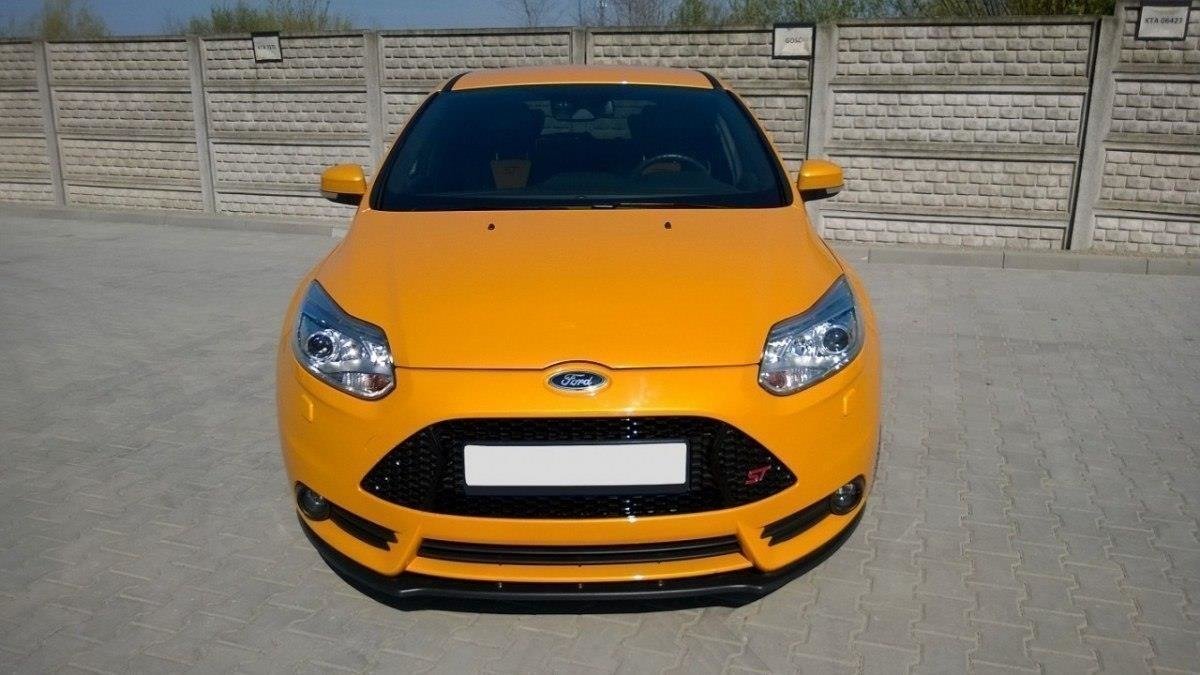 Street+ Spoilerlippe Front Ansatz V.1 passend für Ford Focus ST Mk3 schwarz Hochglanz – Ansicht 1