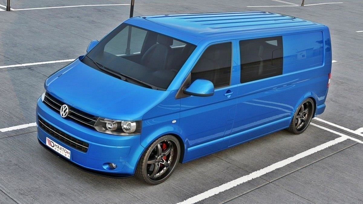 Street+ Spoilerlippe Front Ansatz passend für VW T5 Facelift ver.2 schwarz Hochglanz – Ansicht 1