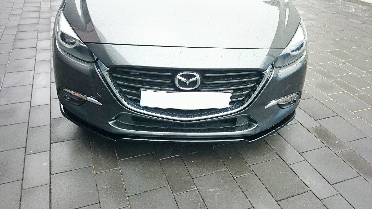 Street+ Spoilerlippe Front Ansatz passend für v.1 Mazda 3 BN (Mk3) Facelift schwarz Hochglanz – Ansicht 3