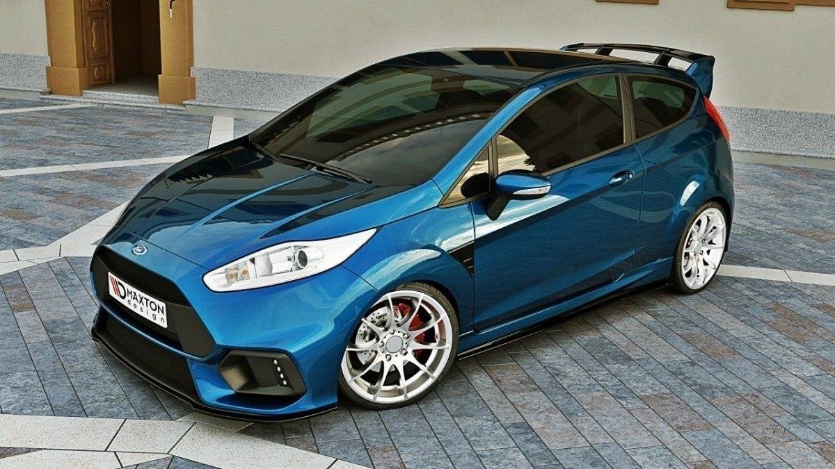 Street+ Spoilerlippe Front Ansatz passend für (Focus RS Look Stoßstange) Ford Fiesta Mk7 FL  schwarz Hochglanz – Ansicht 3
