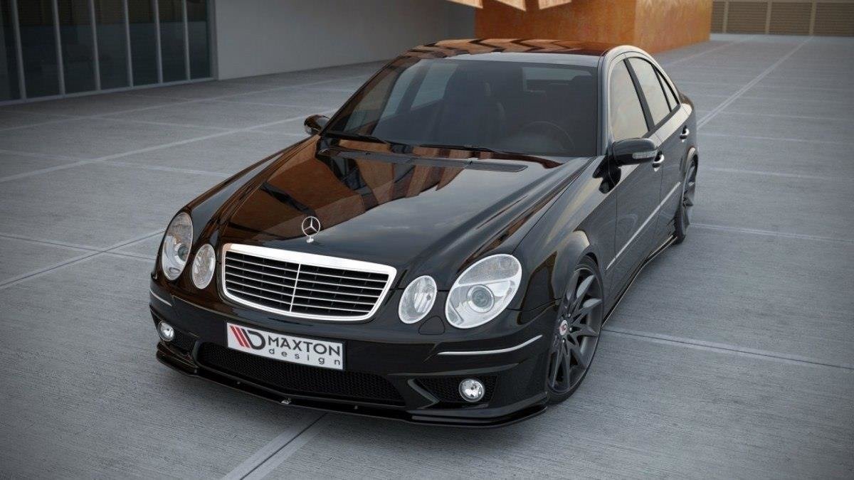 Street+ Spoilerlippe Front Ansatz passend für MERCEDES E W211 AMG FACELIFT schwarz Hochglanz – Ansicht 3