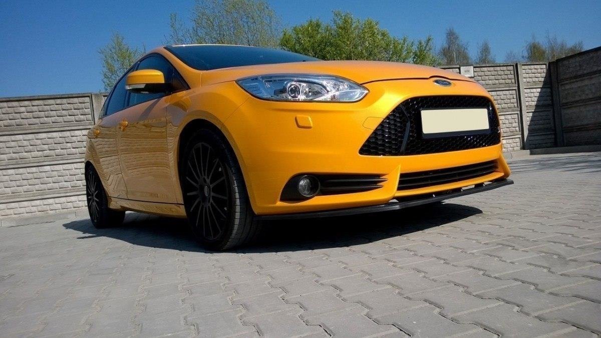 Street+ Spoilerlippe Front Ansatz V.1 passend für Ford Focus ST Mk3 schwarz Hochglanz – Ansicht 3