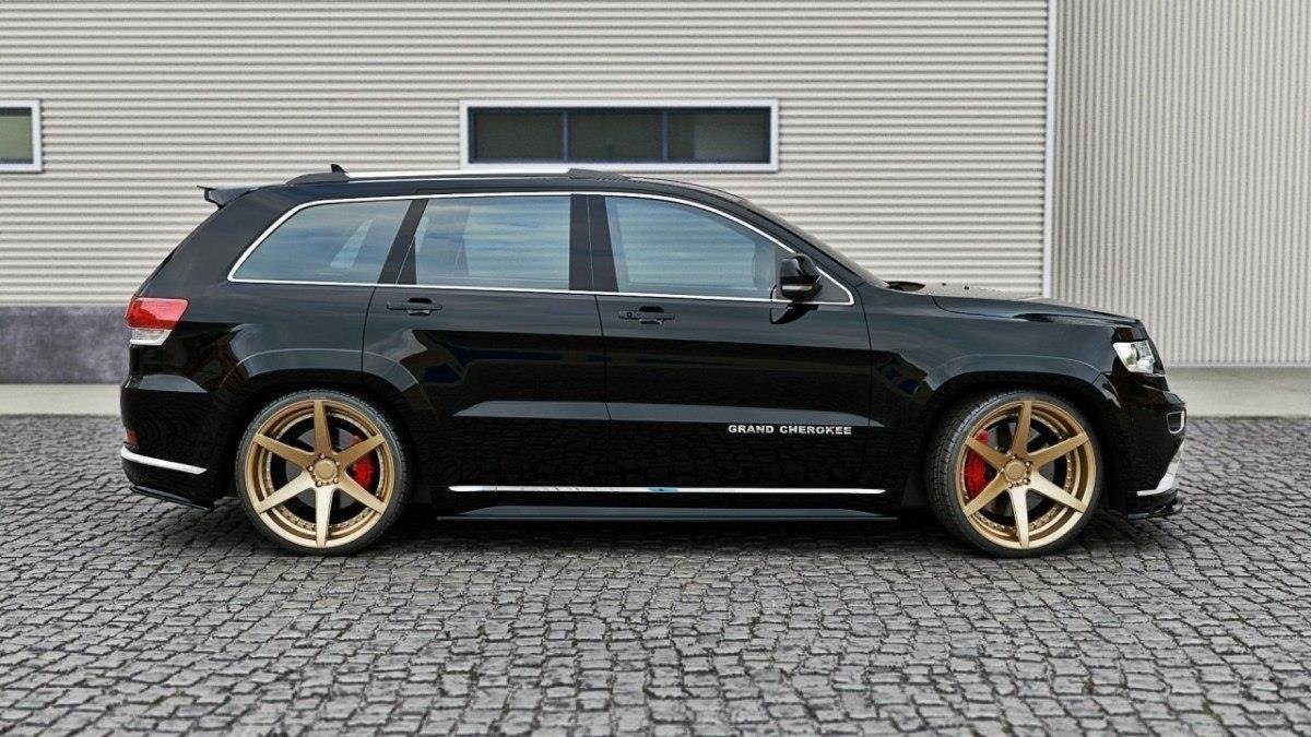 Street+ Seitenschweller Leisten passend für Jeep Grand Cherokee  Summit WK2 Facelift schwarz Hochglanz – Ansicht 3