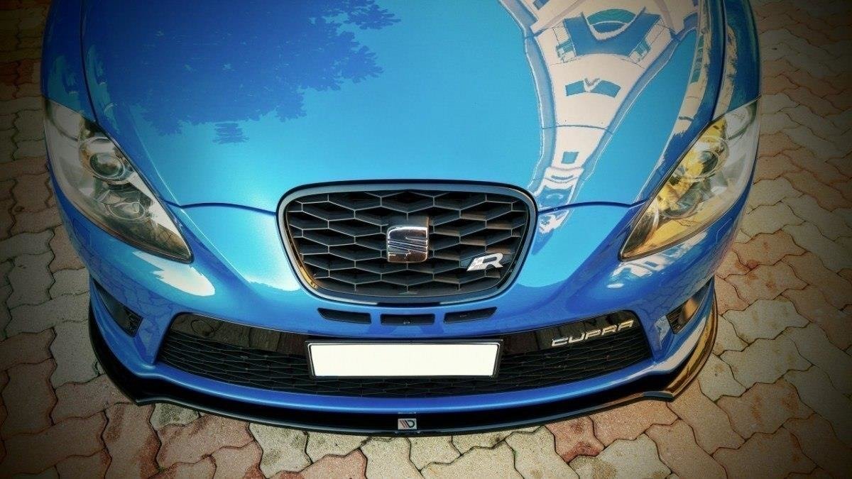 Street+ Spoilerlippe Front Ansatz V.1 passend für SEAT LEON MK2 CUPRA FR Facelift schwarz Hochglanz – Ansicht 4