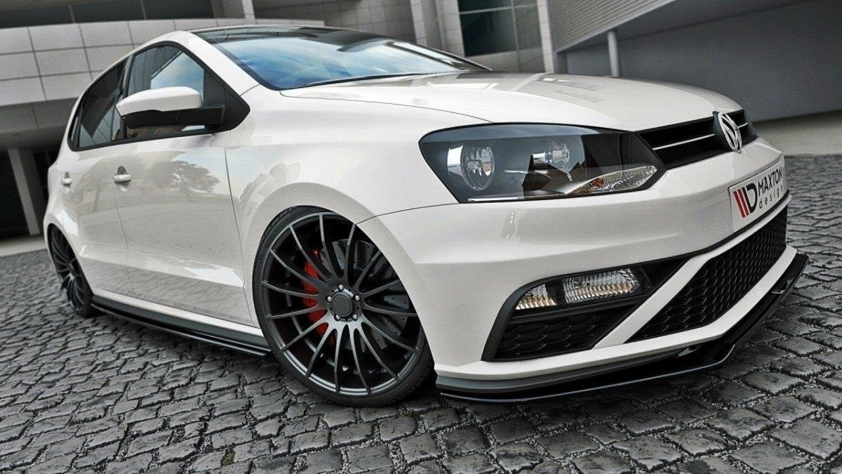 Street+ Spoilerlippe Front Ansatz V.2 passend für VW Polo GTI Mk5 Facelift schwarz Hochglanz – Ansicht 1