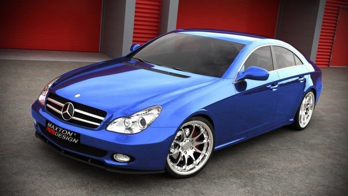 Street+ Spoilerlippe Front Ansatz passend für MERCEDES CLS C219 Serie schwarz Hochglanz – Ansicht 3