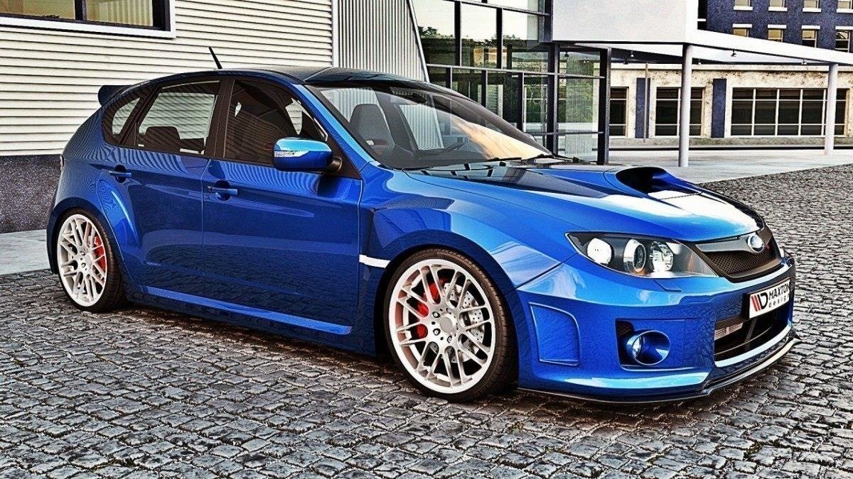 Street+ Spoilerlippe Front Ansatz V.1 passend für Subaru Impreza WRX STI  MK3 Facelift schwarz Hochglanz – Ansicht 1