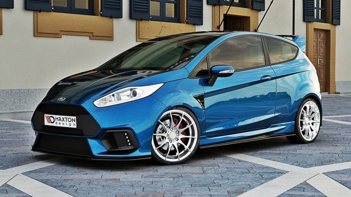 Street+ Spoilerlippe Front Ansatz passend für (Focus RS Look Stoßstange) Ford Fiesta Mk7 FL  schwarz Hochglanz – Ansicht 1