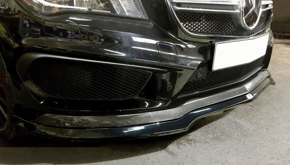 Street+ Spoilerlippe Front Ansatz passend für v.1 MERCEDES CLA 45 AMG C117 (vor Facelift) schwarz Hochglanz – Ansicht 1