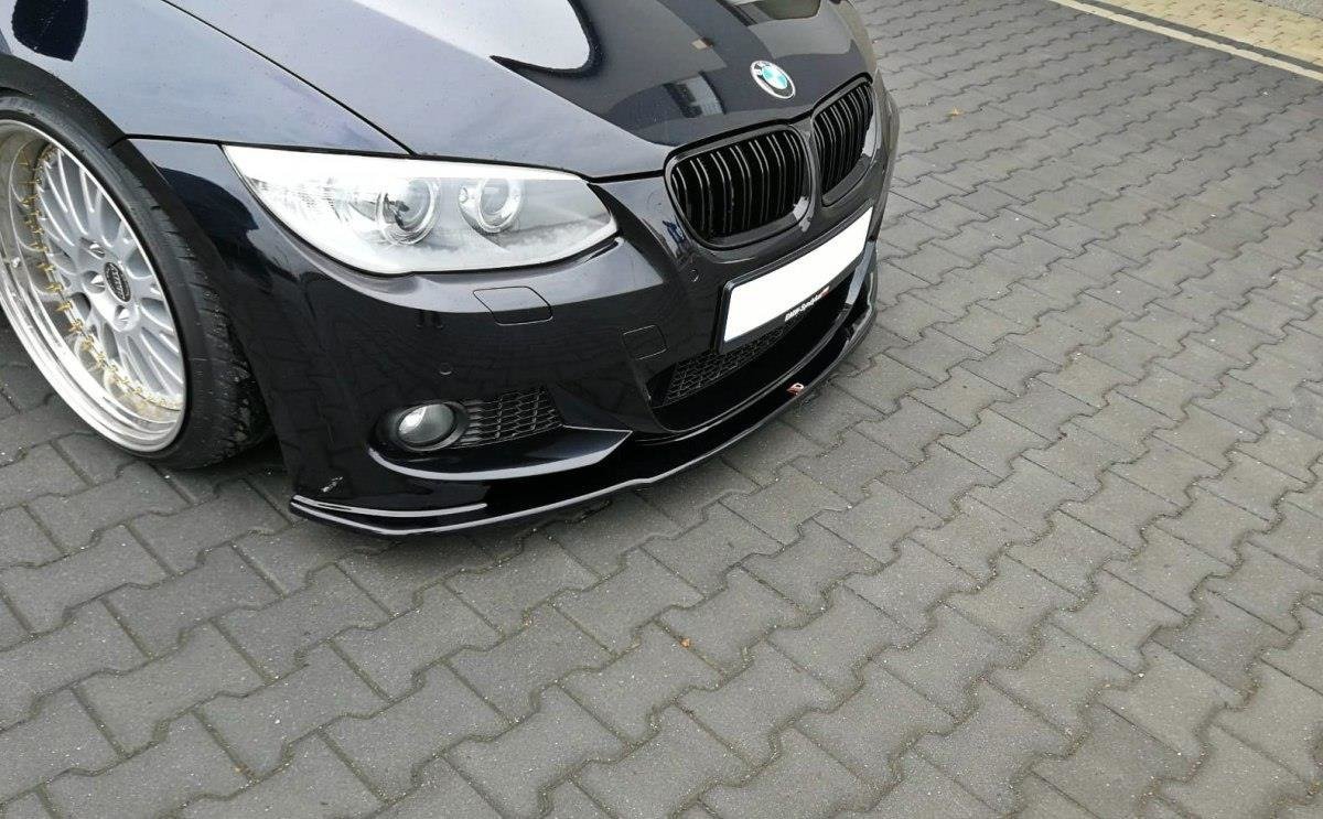 Street+ Spoilerlippe Front Ansatz V.1 passend für BMW 3er E92 M Paket FACELIFT schwarz Hochglanz – Ansicht 1