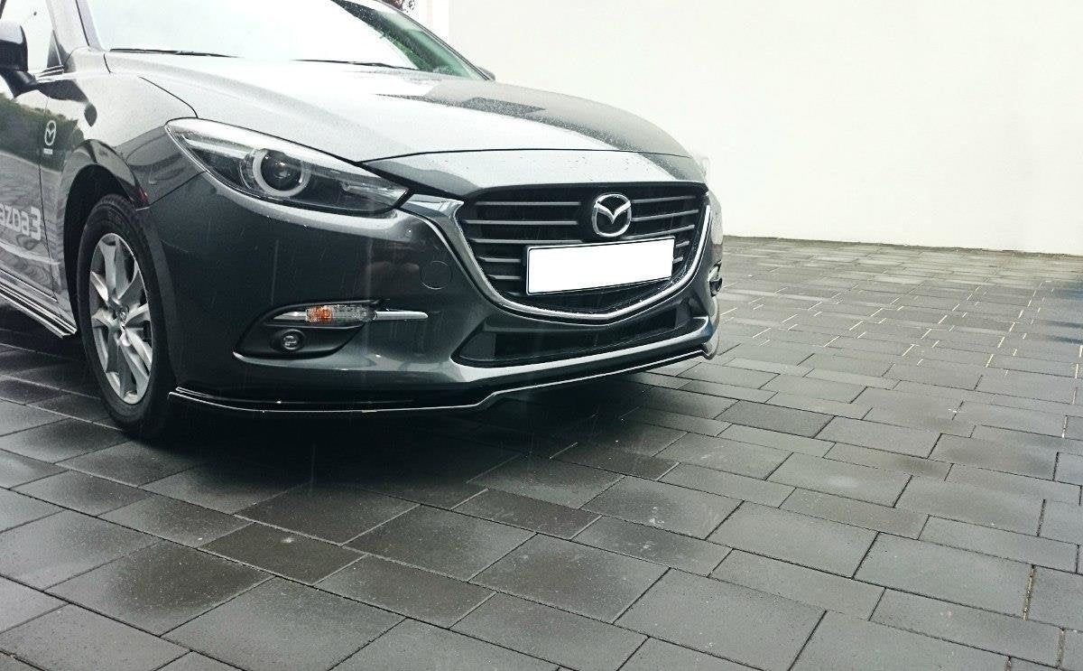 Street+ Spoilerlippe Front Ansatz passend für v.1 Mazda 3 BN (Mk3) Facelift schwarz Hochglanz – Ansicht 4