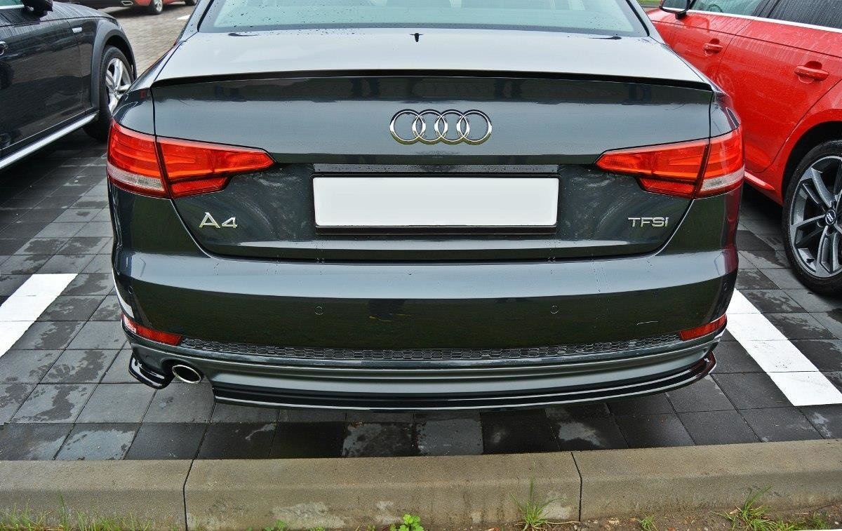 Heck Ansatz Flaps Diffusor passend für Audi A4 B9 S-Line schwarz Hochglanz – Ansicht 1