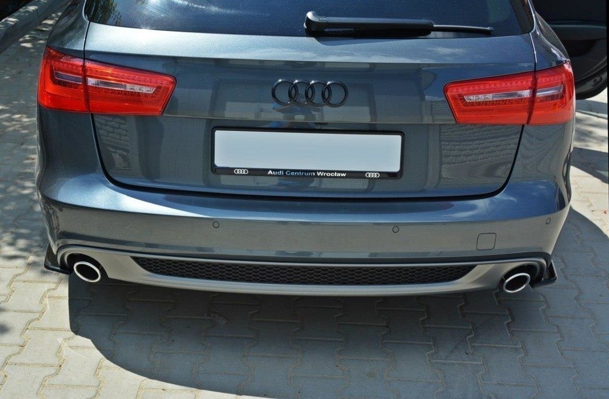Heck Ansatz Flaps Diffusor passend für AUDI A6 C7 S-LINE  schwarz Hochglanz – Ansicht 4