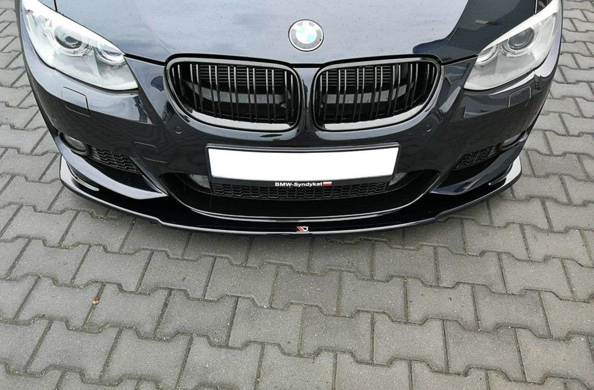 Street+ Spoilerlippe Front Ansatz V.1 passend für BMW 3er E92 M Paket FACELIFT schwarz Hochglanz – Ansicht 3