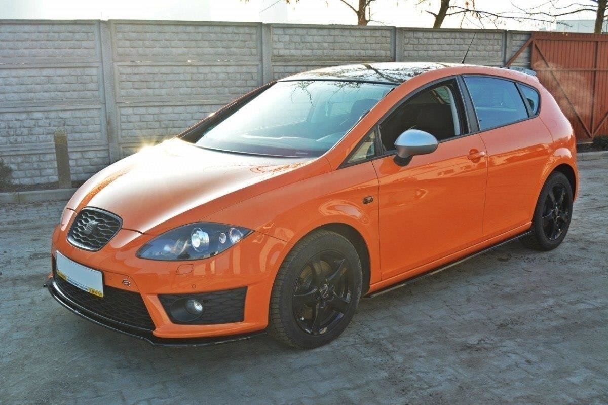 Street+ Spoilerlippe Front Ansatz V.2 passend für SEAT LEON MK2 CUPRA / FR Facelift schwarz Hochglanz – Ansicht 4