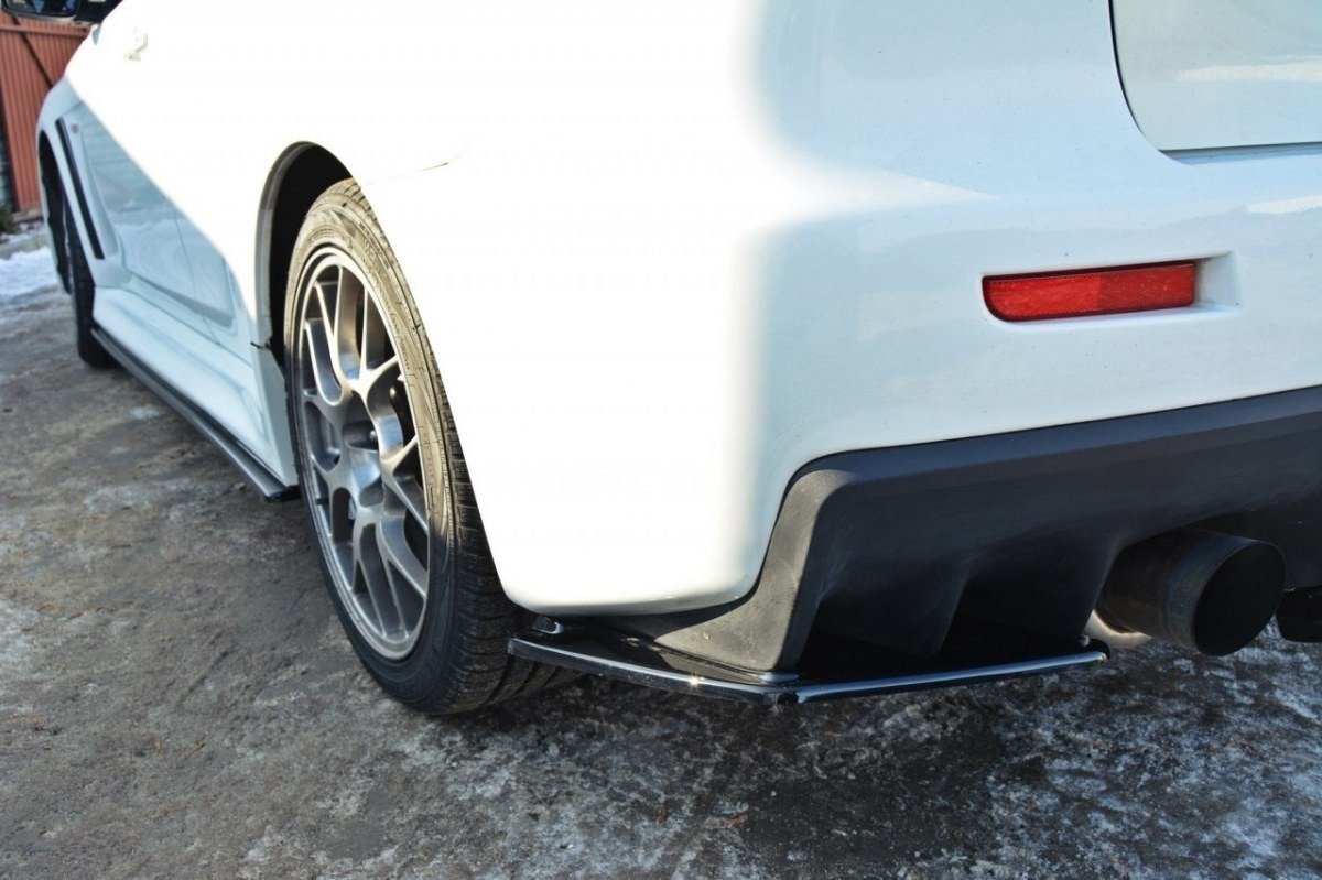 Heck Ansatz Flaps Diffusor passend für Mitsubishi Lancer Evo X schwarz Hochglanz – Ansicht 1