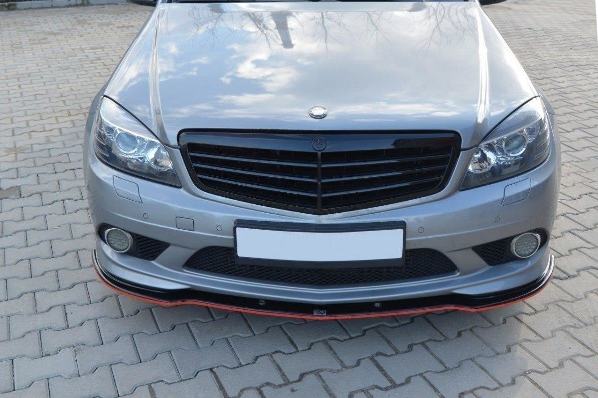 Street+ Spoilerlippe Front Ansatz passend für Mercedes-Benz C Limousine / Kombi AMG-Line W204 / S204 schwarz Hochglanz – Ansicht 1
