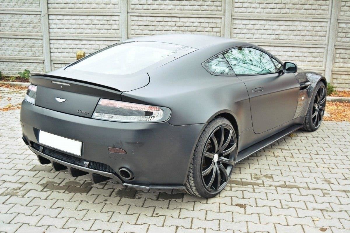 Heck Ansatz Flaps Diffusor passend für Aston Martin V8 Vantage schwarz Hochglanz – Ansicht 4