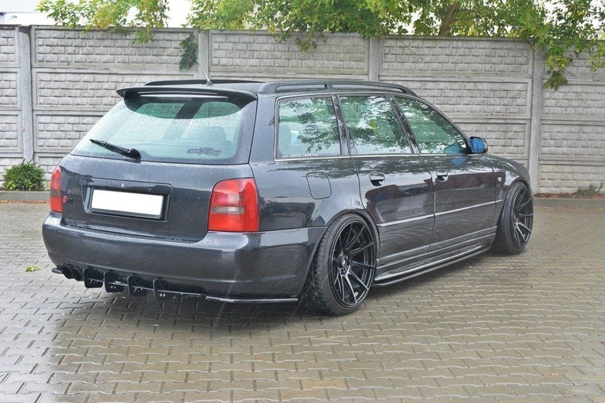 Heck Ansatz Flaps Diffusor passend für AUDI S4 B5 Avant schwarz Hochglanz – Ansicht 1
