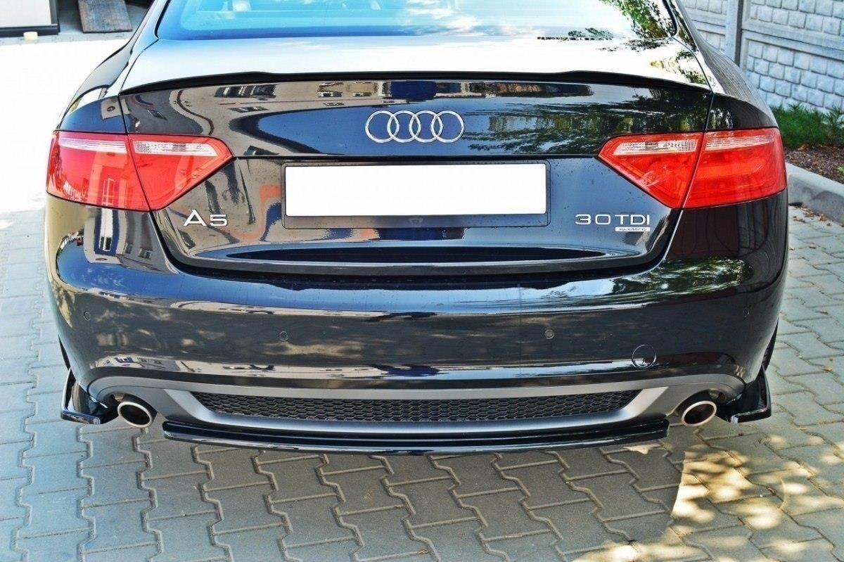 Heck Ansatz Flaps Diffusor passend für Audi A5 Coupe / Sportback S-Line 8T schwarz Hochglanz – Ansicht 1