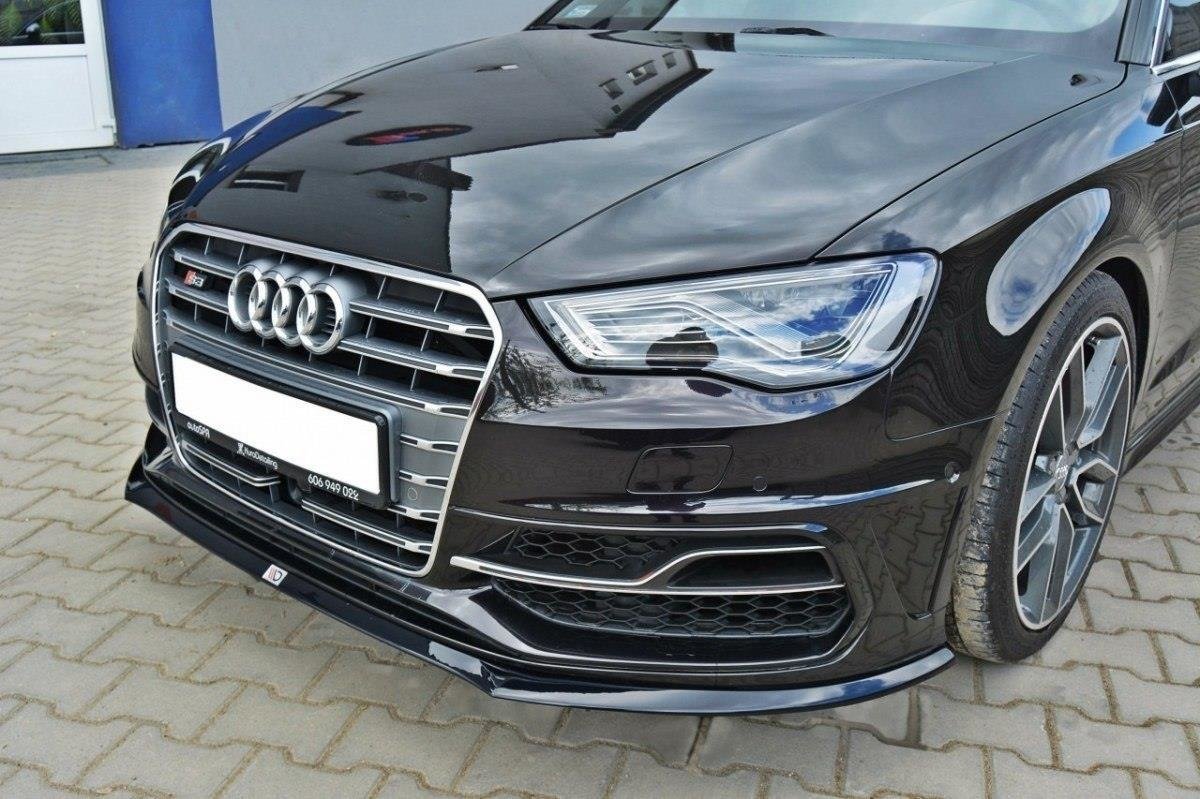 Street+ Spoilerlippe Front Ansatz passend für Audi S3 / A3 S-Line 8v Hatchback / Sportback schwarz Hochglanz – Ansicht 4