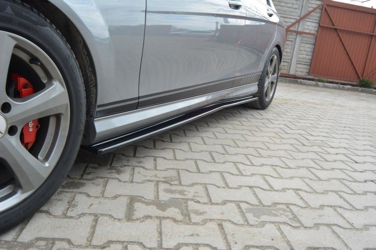 Seitenschweller Mercedes-Benz C Limousine / Kombi AMG-Line W204 / S204 schwarz Hochglanz – Ansicht 2