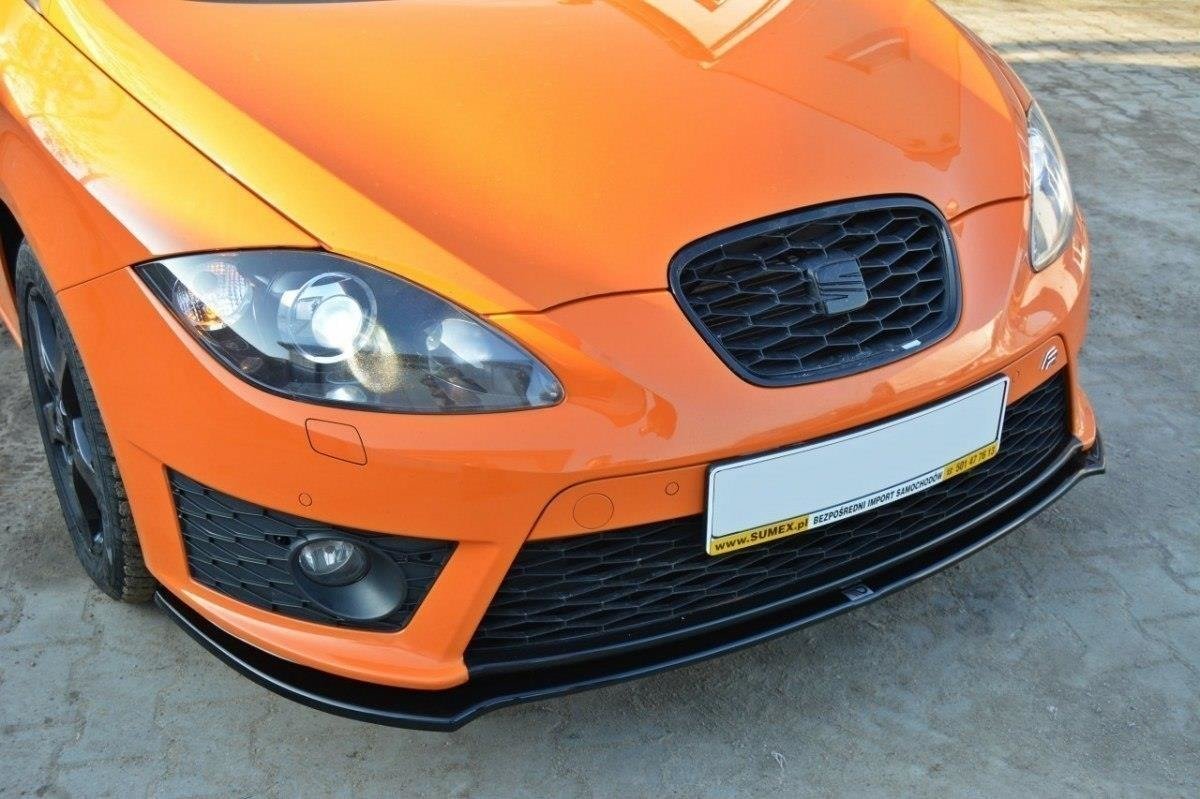 Street+ Spoilerlippe Front Ansatz V.2 passend für SEAT LEON MK2 CUPRA / FR Facelift schwarz Hochglanz – Ansicht 3