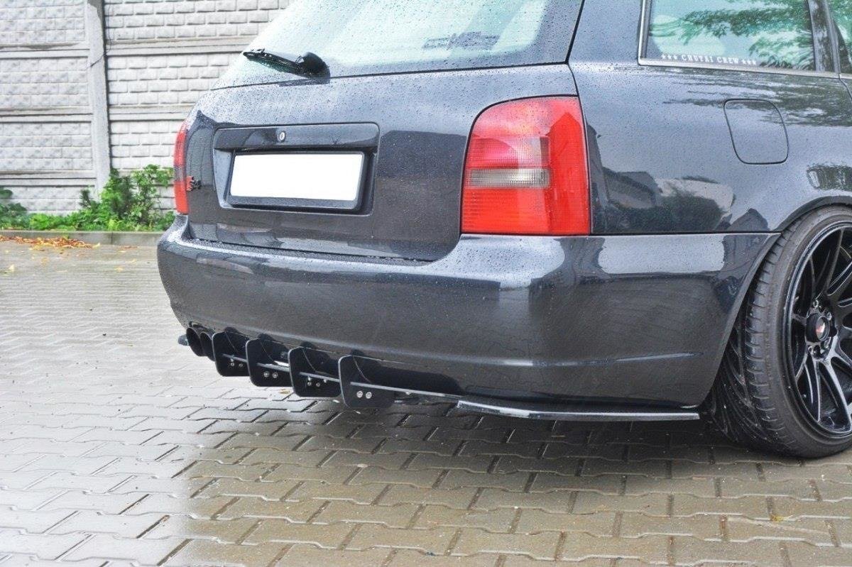 Heck Ansatz Flaps Diffusor passend für AUDI S4 B5 Avant schwarz Hochglanz – Ansicht 3
