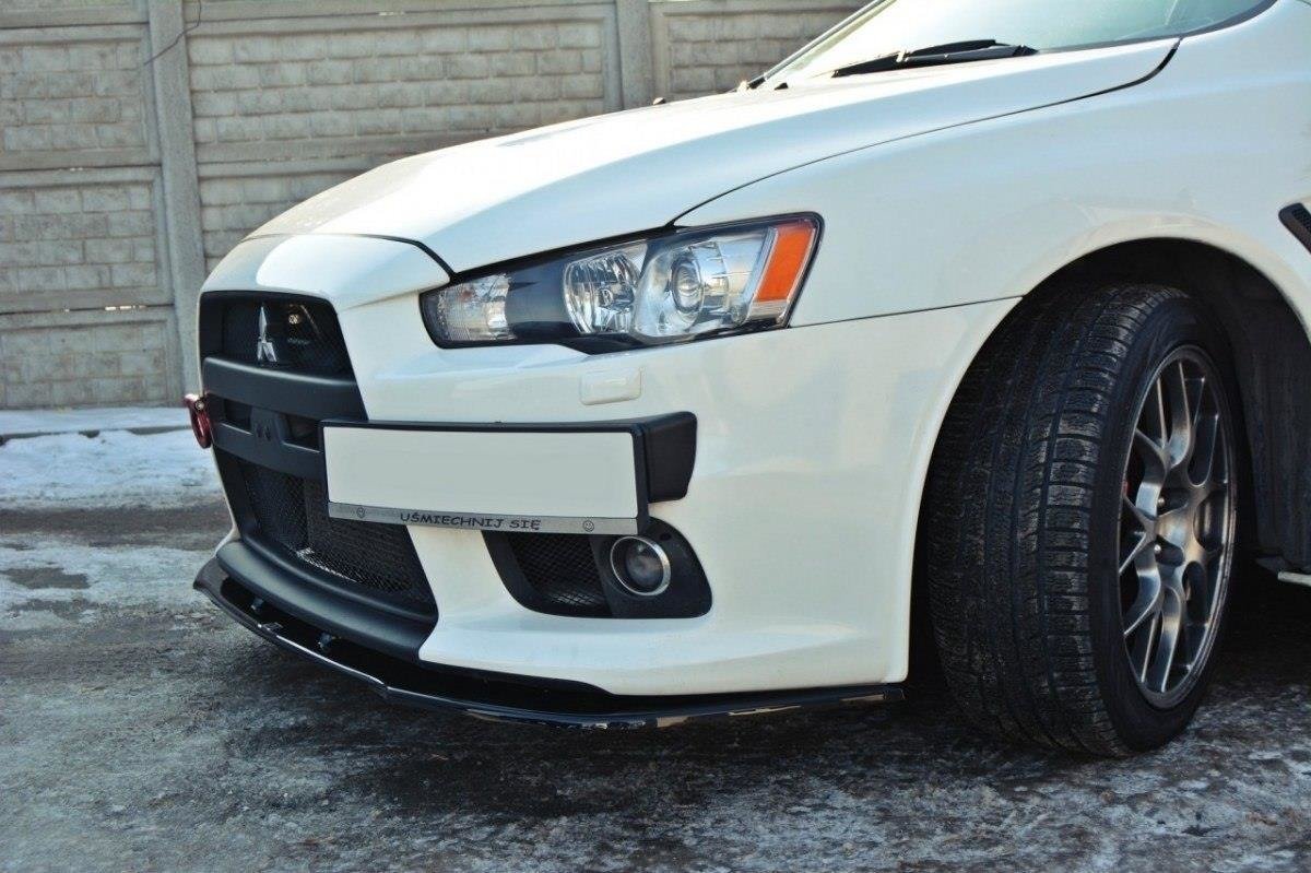 Street+ Spoilerlippe Front Ansatz V.1 passend für Mitsubishi Lancer Evo X schwarz Hochglanz – Ansicht 4
