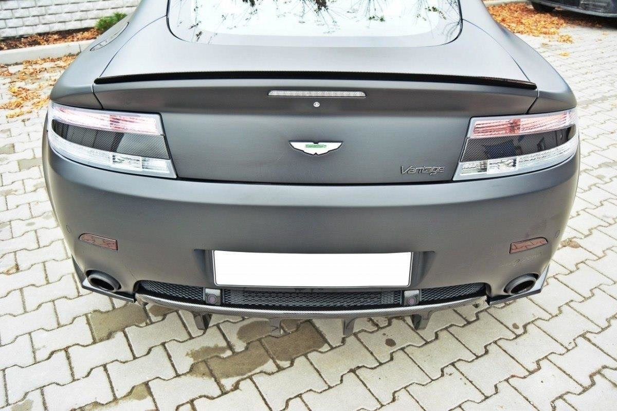 Heck Ansatz Flaps Diffusor passend für Aston Martin V8 Vantage schwarz Hochglanz – Ansicht 3