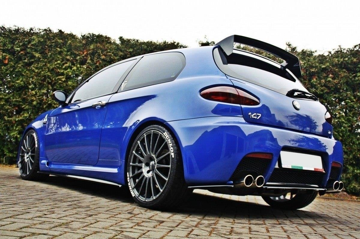 Heck Ansatz Flaps Diffusor passend für Alfa Romeo 147 GTA schwarz Hochglanz – Ansicht 3