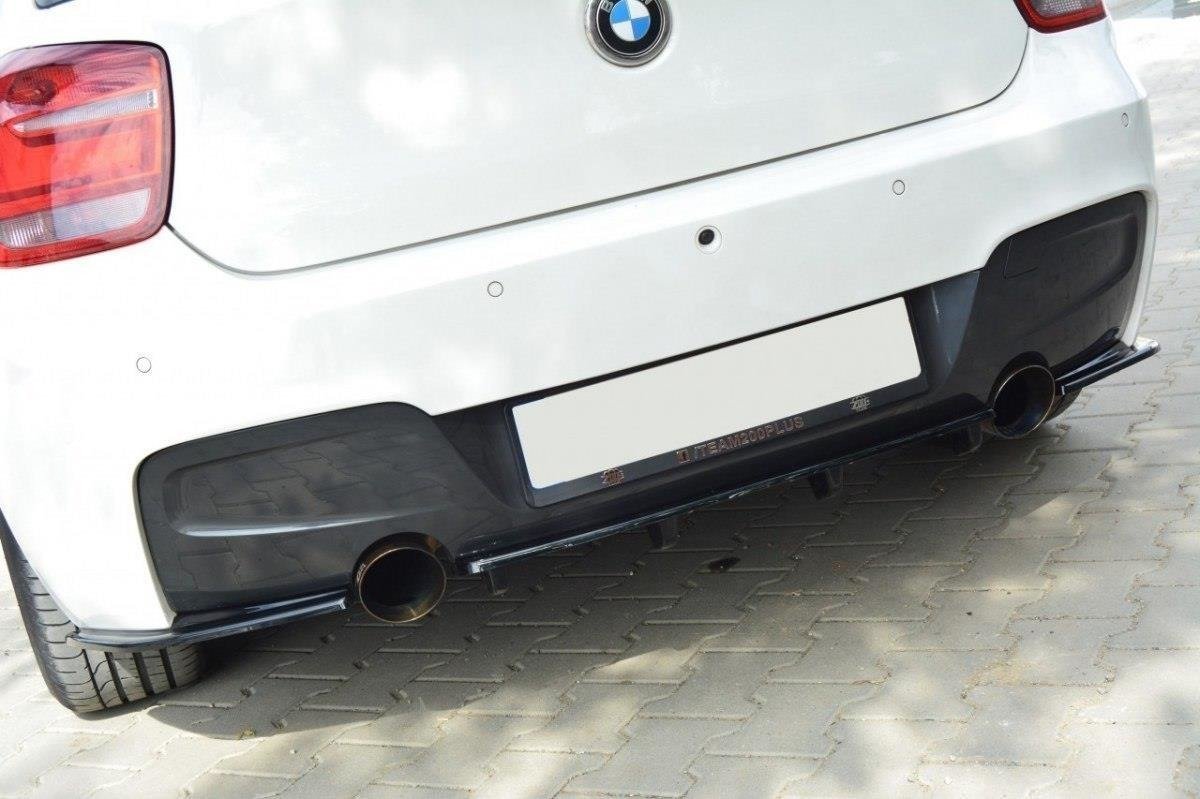 Heck Ansatz Flaps Diffusor passend für BMW 1er F20/F21 M-Power (vor Facelift) schwarz Hochglanz – Ansicht 3