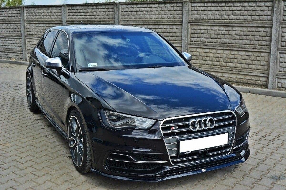 Street+ Spoilerlippe Front Ansatz passend für Audi S3 / A3 S-Line 8v Hatchback / Sportback schwarz Hochglanz – Ansicht 1