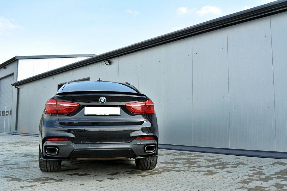 Heck Ansatz Flaps Diffusor passend für BMW X6 M-Paket F16  schwarz Hochglanz – Ansicht 4