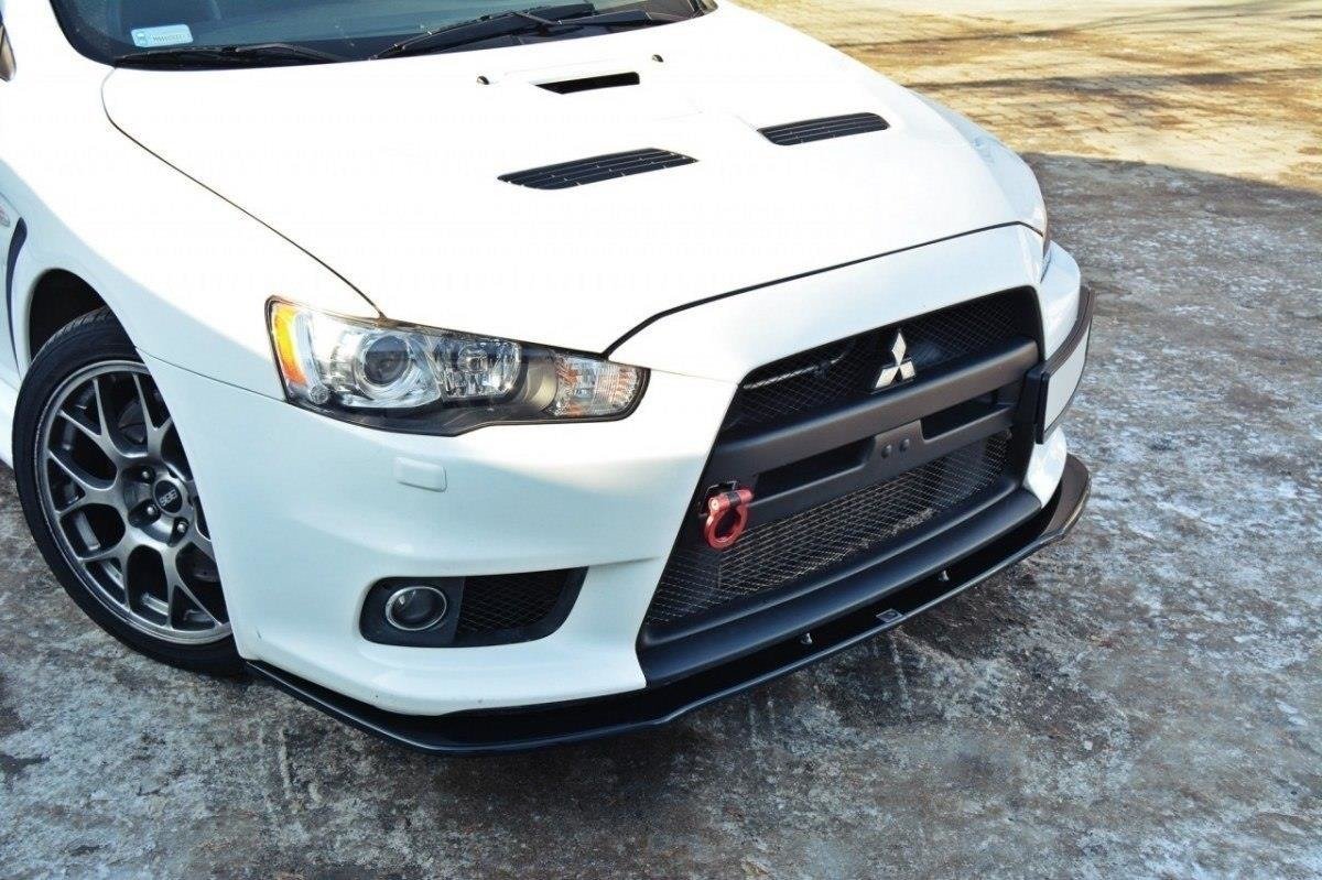 Street+ Spoilerlippe Front Ansatz V.1 passend für Mitsubishi Lancer Evo X schwarz Hochglanz – Ansicht 1