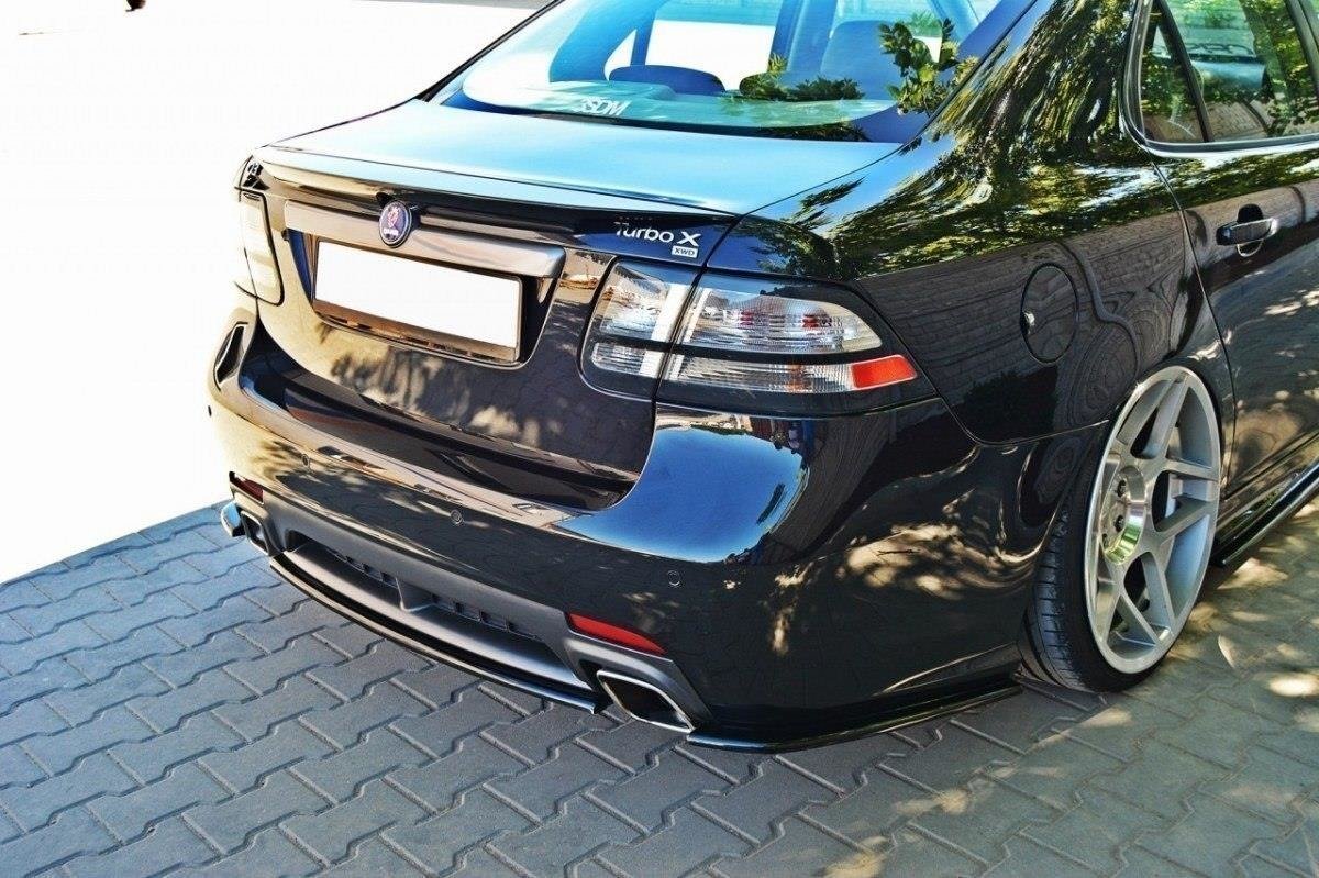Heck Ansatz Flaps Diffusor passend für SAAB 9-3 TURBO X schwarz Hochglanz – Ansicht 4