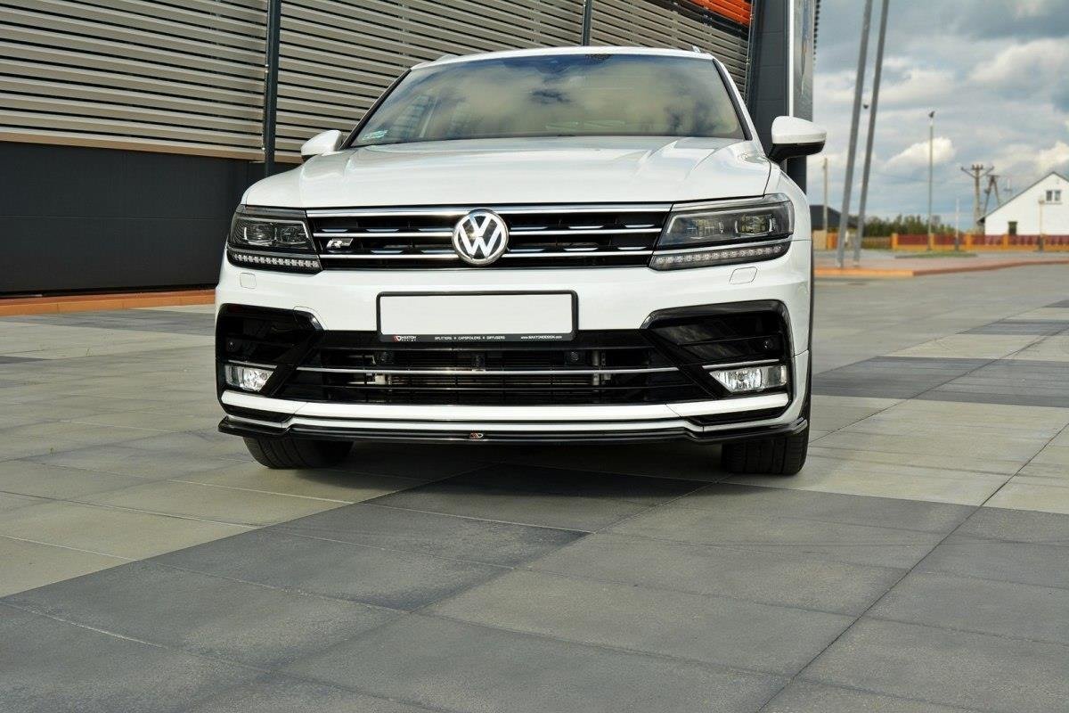 Street+ Spoilerlippe Front Ansatz passend für Vw Tiguan Mk2 R-Line schwarz Hochglanz – Ansicht 3