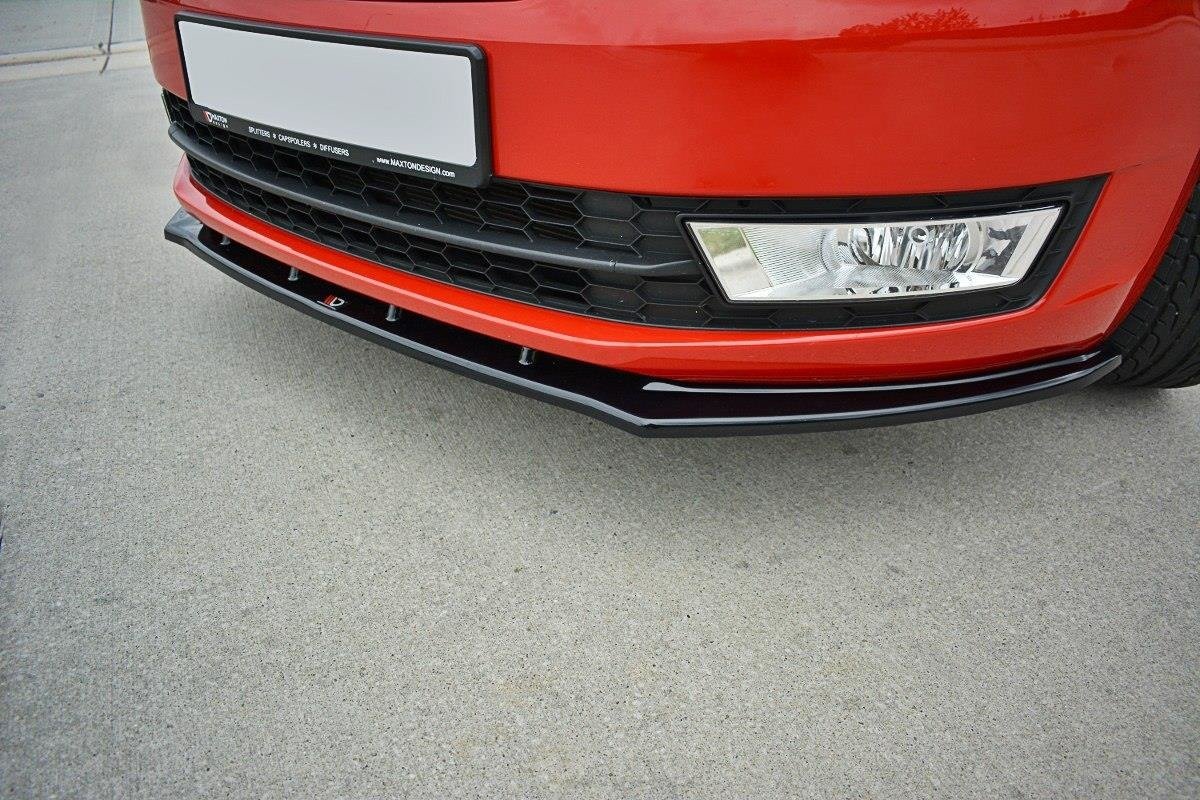 Street+ Spoilerlippe Front Ansatz V.2 passend für Skoda Rapid schwarz Hochglanz – Ansicht 4