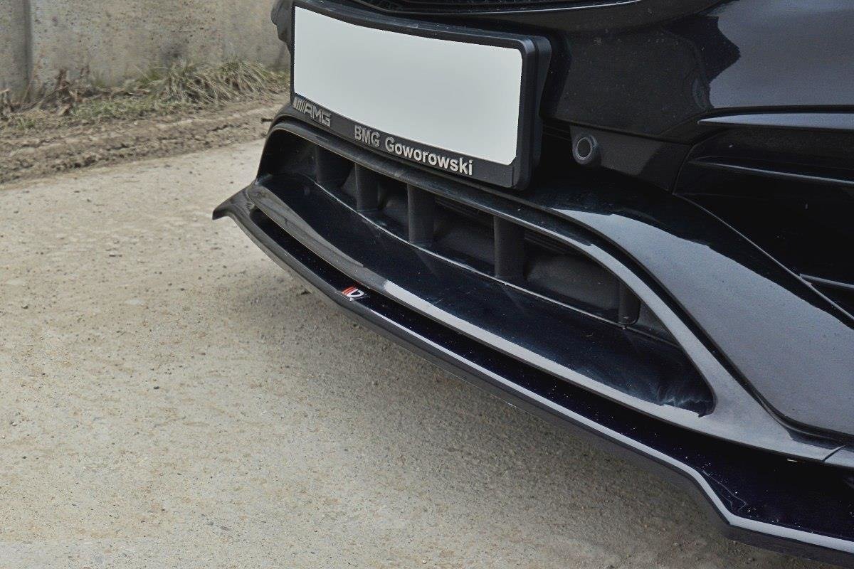 Street+ Spoilerlippe Front Ansatz V.2 passend für Mercedes CLA A45 AMG C117 Facelift schwarz Hochglanz – Ansicht 4