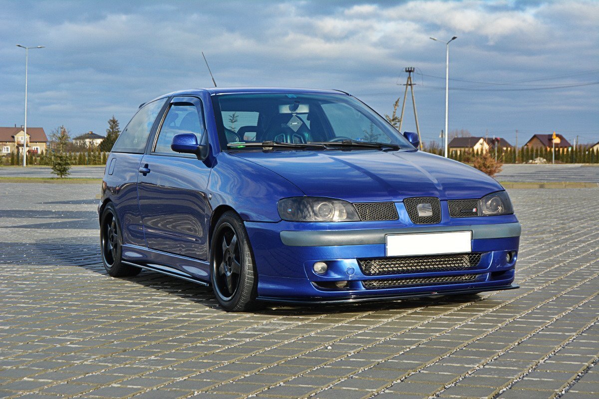 Street+ Spoilerlippe Front Ansatz V.1 passend für SEAT IBIZA MK2 FACELIFT CUPRA schwarz Hochglanz – Ansicht 1