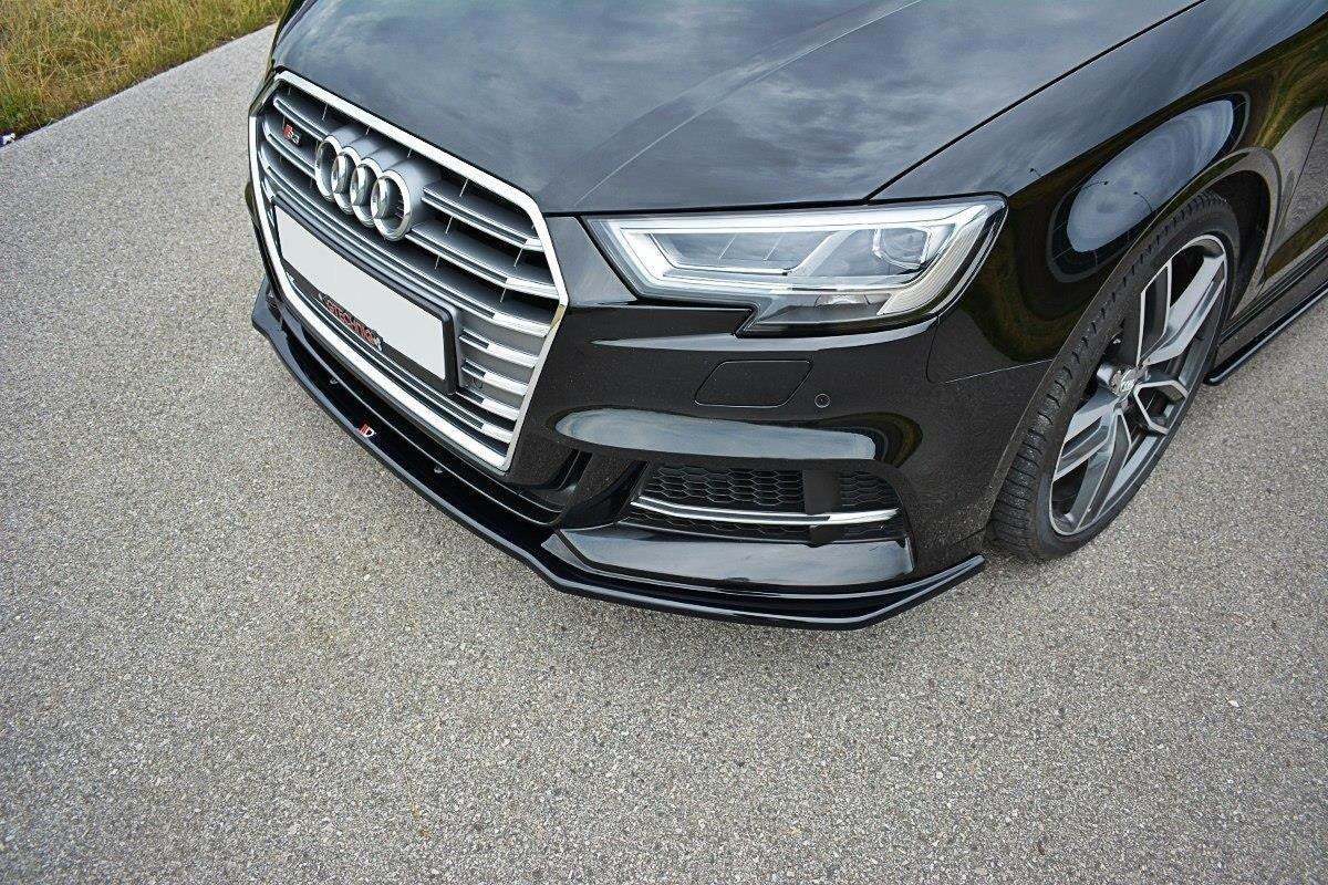 Street+ Spoilerlippe Front Ansatz passend für V.1 Audi S3 / A3 S-Line Hatchback / Sportback 8V Facelift schwarz Hochglanz – Ansicht 3