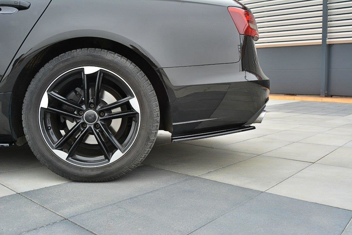 Heck Ansatz Flaps Diffusor passend für Audi A6 Avant / Limousine C7  schwarz Hochglanz – Ansicht 1