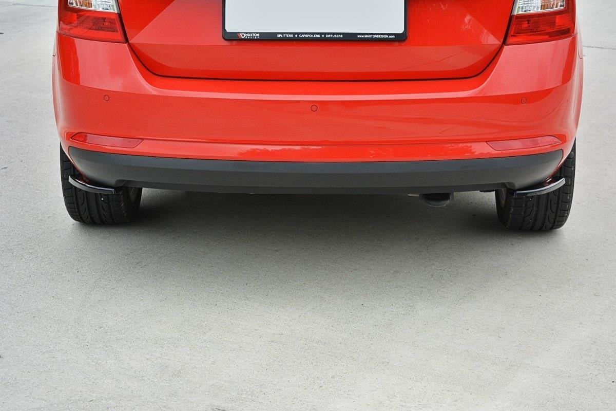 Heck Ansatz Flaps Diffusor passend für Skoda Rapid Spaceback schwarz Hochglanz – Ansicht 4