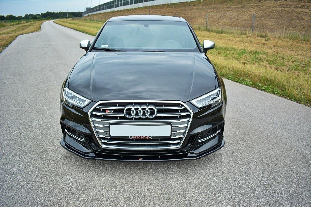 Street+ Spoilerlippe Front Ansatz passend für V.1 Audi S3 / A3 S-Line Hatchback / Sportback 8V Facelift schwarz Hochglanz – Ansicht 4